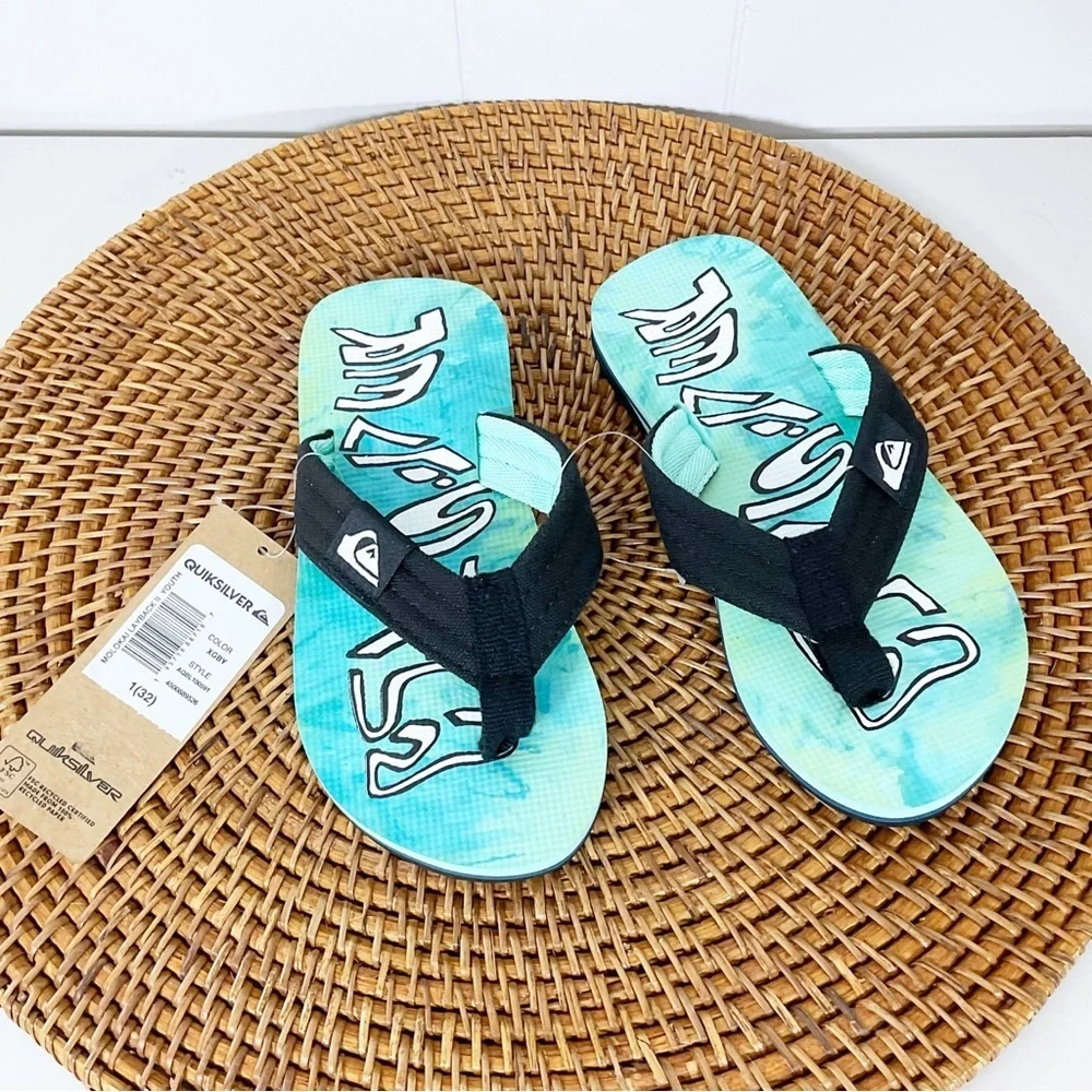 Quicksilver New Boys Flip Flops Size 1 Blue